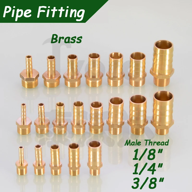 

Brass Pipe Fitting Hose Barb Tail 1/8" 3/8" 1/4" Male Thread Connector Joint 4/6/8/10/12/14/16mm Copper Coupler Adapter