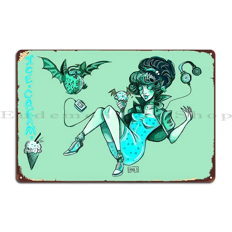 Monster Ice Creams Mint Choc Chip Vampire Metal Sign Party Cinema Wall Decor Create Club Tin Sign Poster