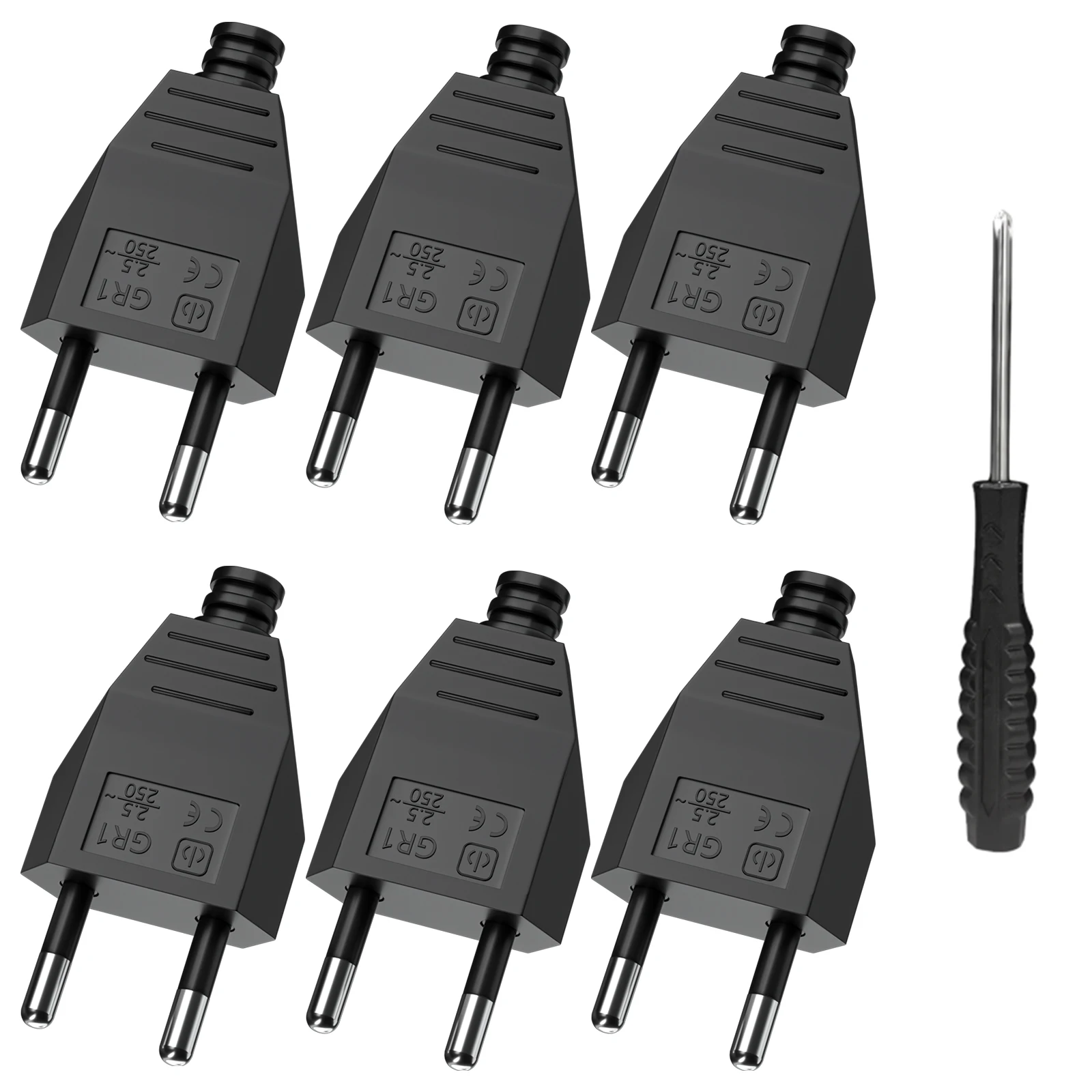 4/6/8pcs EU plug adapter, replaceable wiring male plug connector 110-250V Schuko power cord Wired power socket with screwdriver