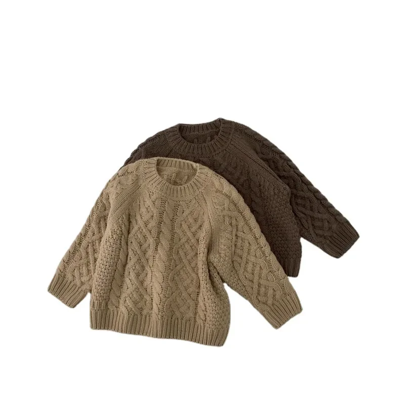 2024 Winter Morandi Solid Color Fried Dough Twists Children's Sweater image 5