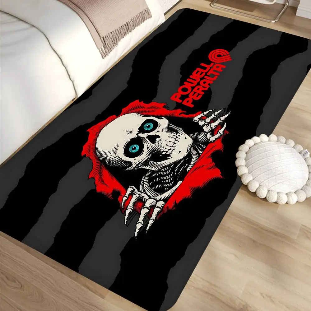 Tapete de Entrada Estilo Nórdico Skateboard P-Powells Wing Skull P-Peraltas, Tapetes para Banheiro e Lavabo, Tapetes para Quarto e Cabeceira
