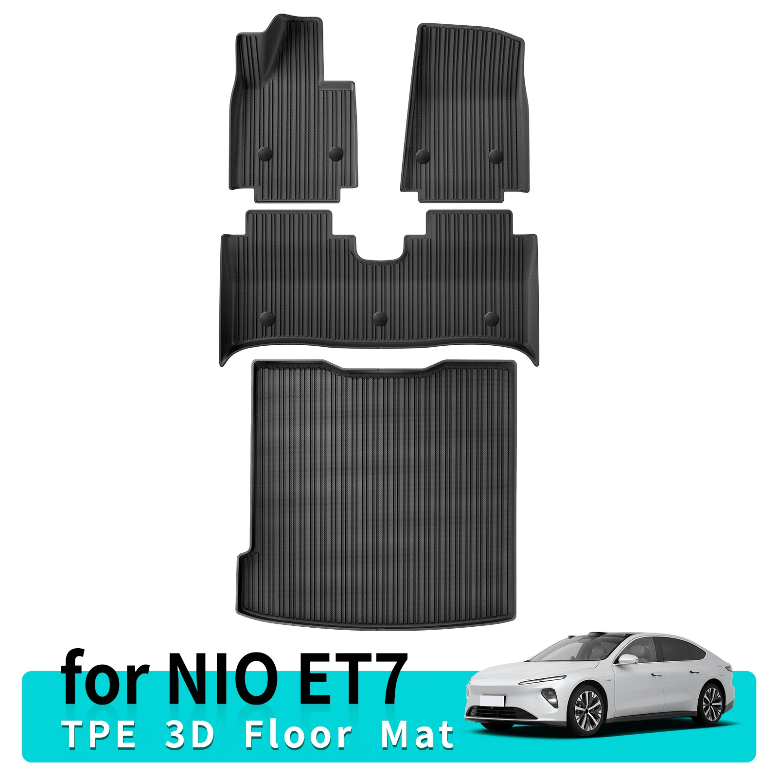 for NIO ET7 2022 - 2024 TPE 3D Car Floor Mats Trunk Pad Foot Pad Set All-Weather Interior Accessories (Left Rudder)