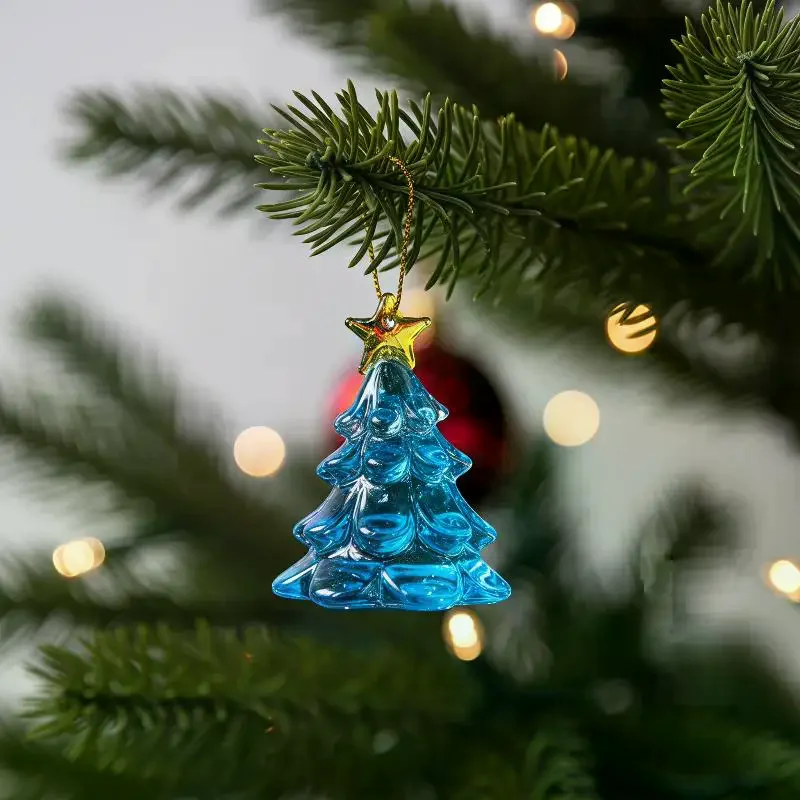 Mini Christmas Snowman Tree Figurines: Glossy Translucent Cute Party Desktop Fairy Garden Decor