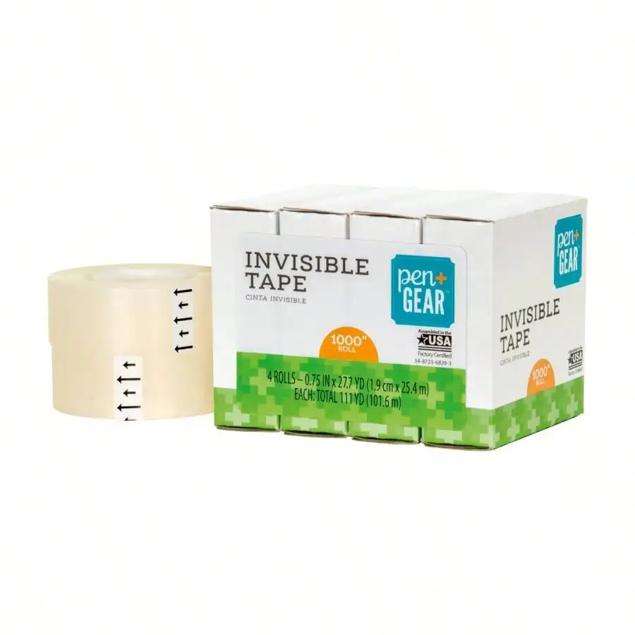 (3 Pack) Invisible Tape, Clear, 3/4" x 1000, 4 Rolls