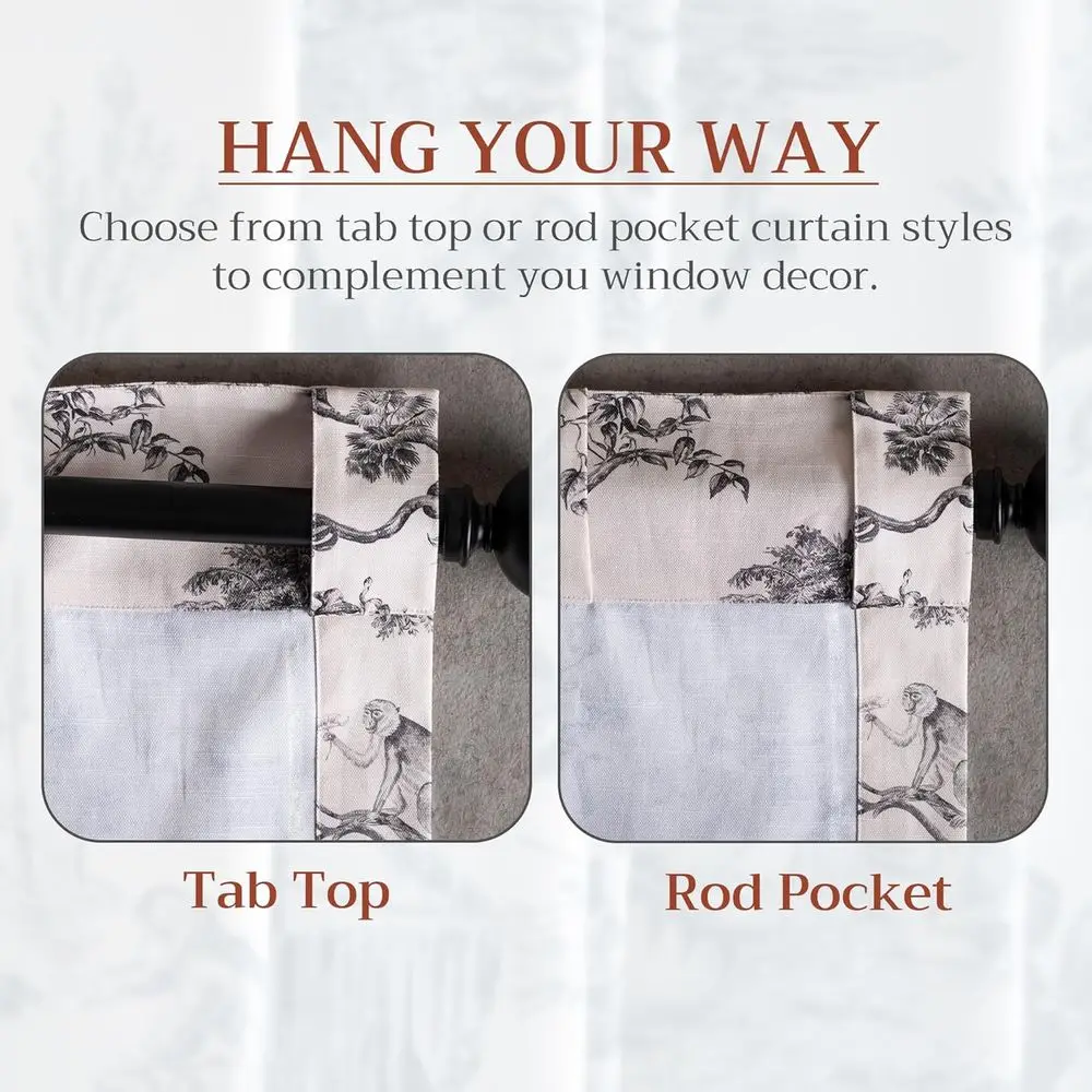 لوحة ستارة تويلي 50 × 108 من القطن 100% مع جيوب قضيب لنوافذ غرفة المعيشة (رمادي بونوبو) #6