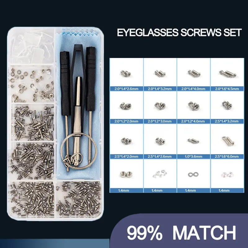 Eyeglasses Sunglasses Repair Kit Tool Glasses Screwdriver Screws Sets Nuts Nose Pad Optical Parts Assorted