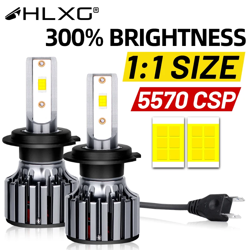 HLXG H7 H4 H1 H8 H11 Żarówki LED Canbus H7 Żarówki samochodowe H11 H8 LED Światło przeciwmgielne 6000K 5570 9005 9006 9012 12V Turbo 24V