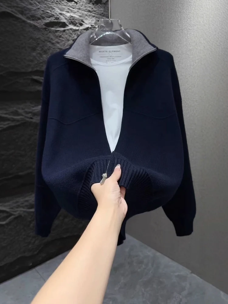 

Faionable Casual Loose Men's Knitted Sweater Simple Trendy Open Cardigan Polyester Fiber Busin Casual Sle Autumn New A...