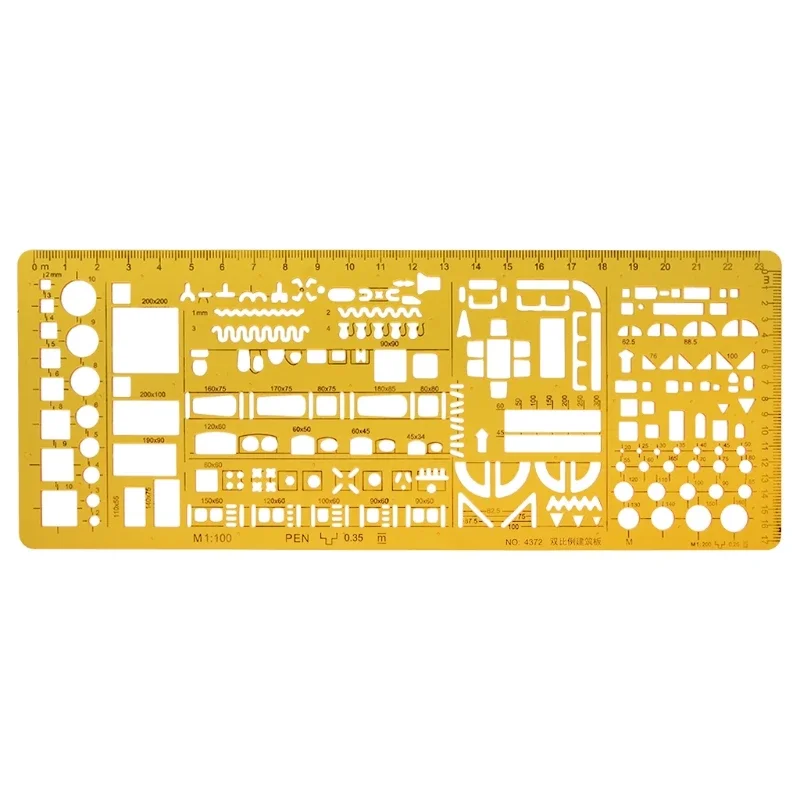 Professional Architectural Template Ruler Drawing Stencil Measuring Tool Student