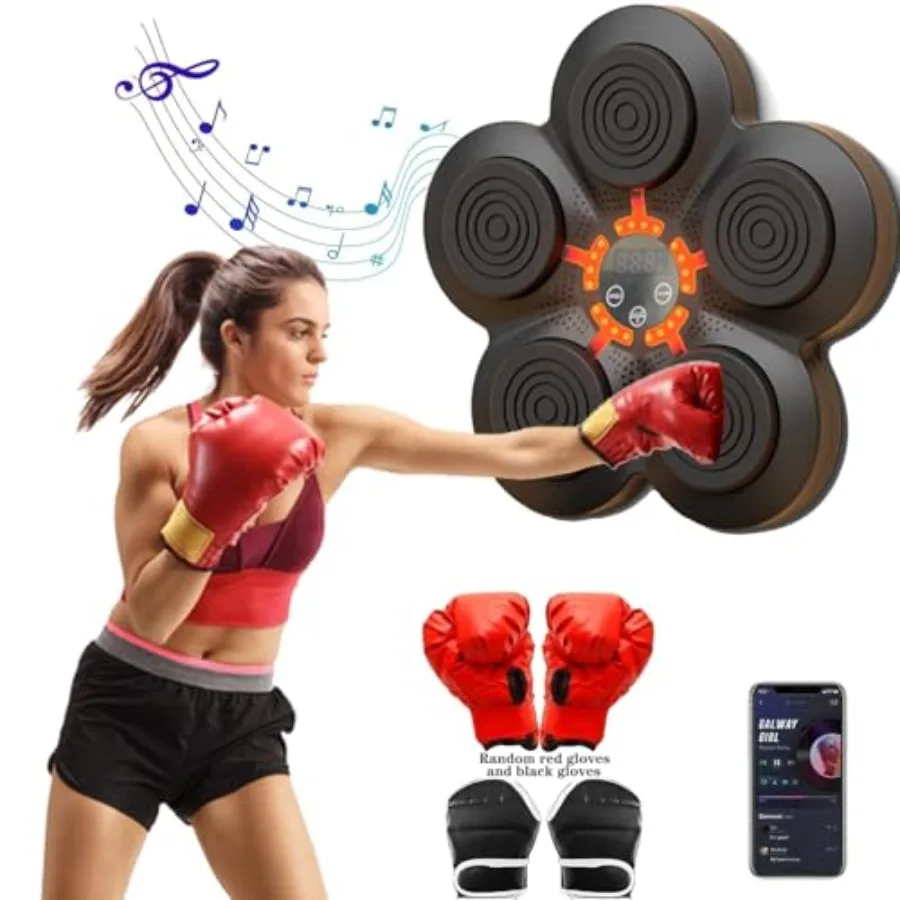 Music Boxing Machine with Boxing Gloves, Smart Boxing Training Machine for Adults, Wall Target Punching Workout for,Reflex Trai