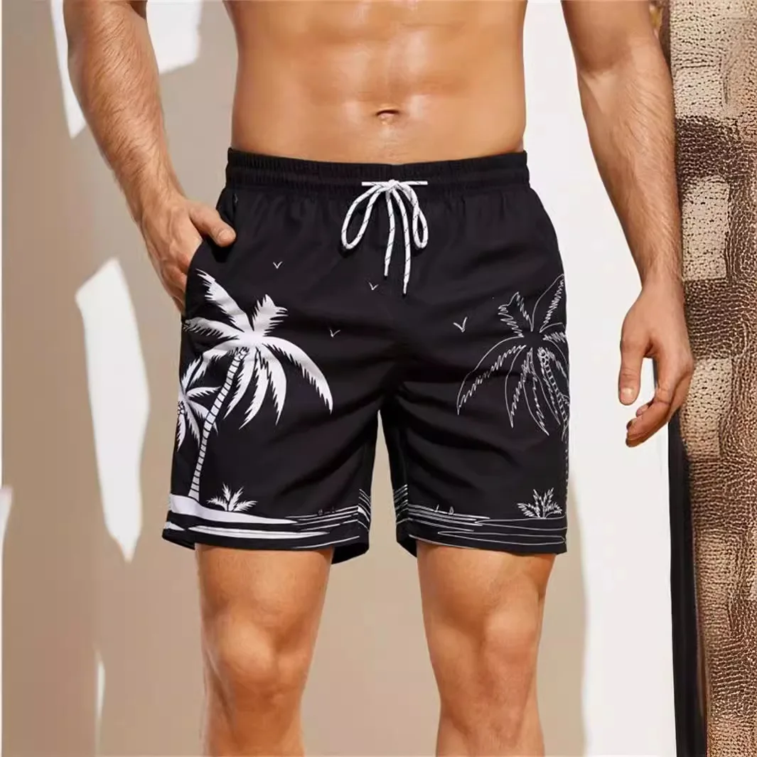 

Men's Swimming Suit Swimwear Short Trunks Straight Leg Spring 2026 Polyester Fiber Teenagers' Fashion Color Block Pattern