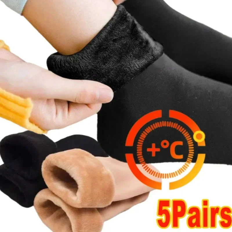 גרביים מוכות חמות חורף סופר תרמי נשים מוצק עור גרב צמר קשמיר נקבה קשמיר שחורה קטיפה בגד ים קטיפה יוניסקס