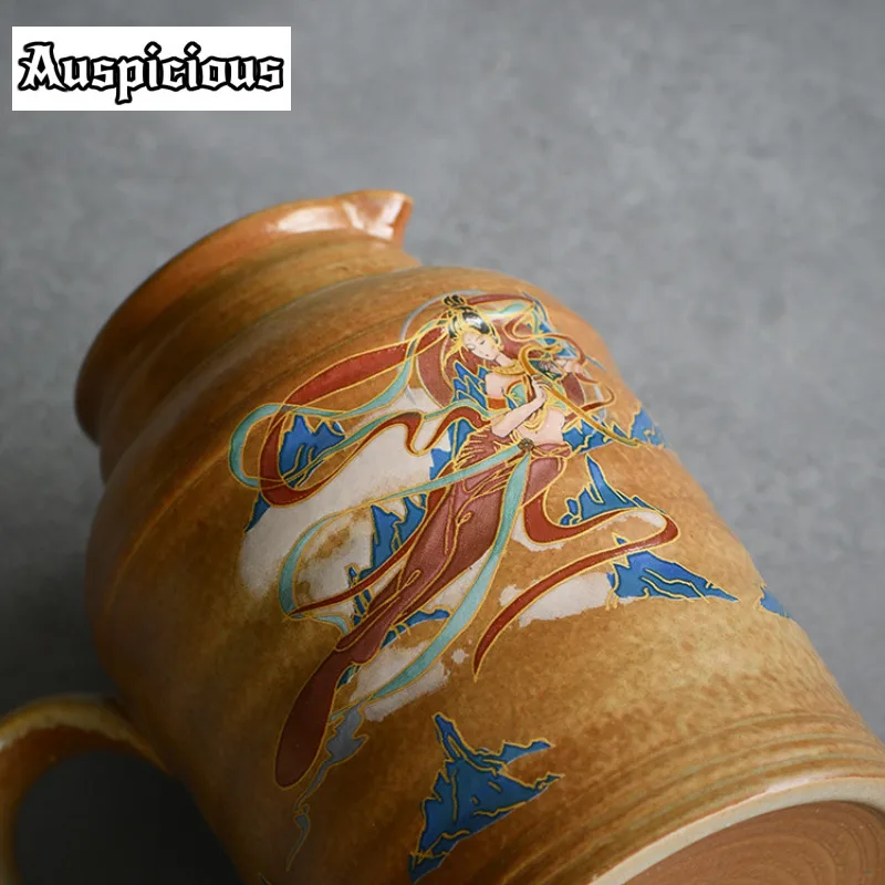 Dunhuang Apsaras مجموعة وعاء دافئ صغير المنزلية السيراميك وعاء الماء البارد خمر حفل الشاي 1 وعاء 2 أكواب الشاي جمع الهدايا