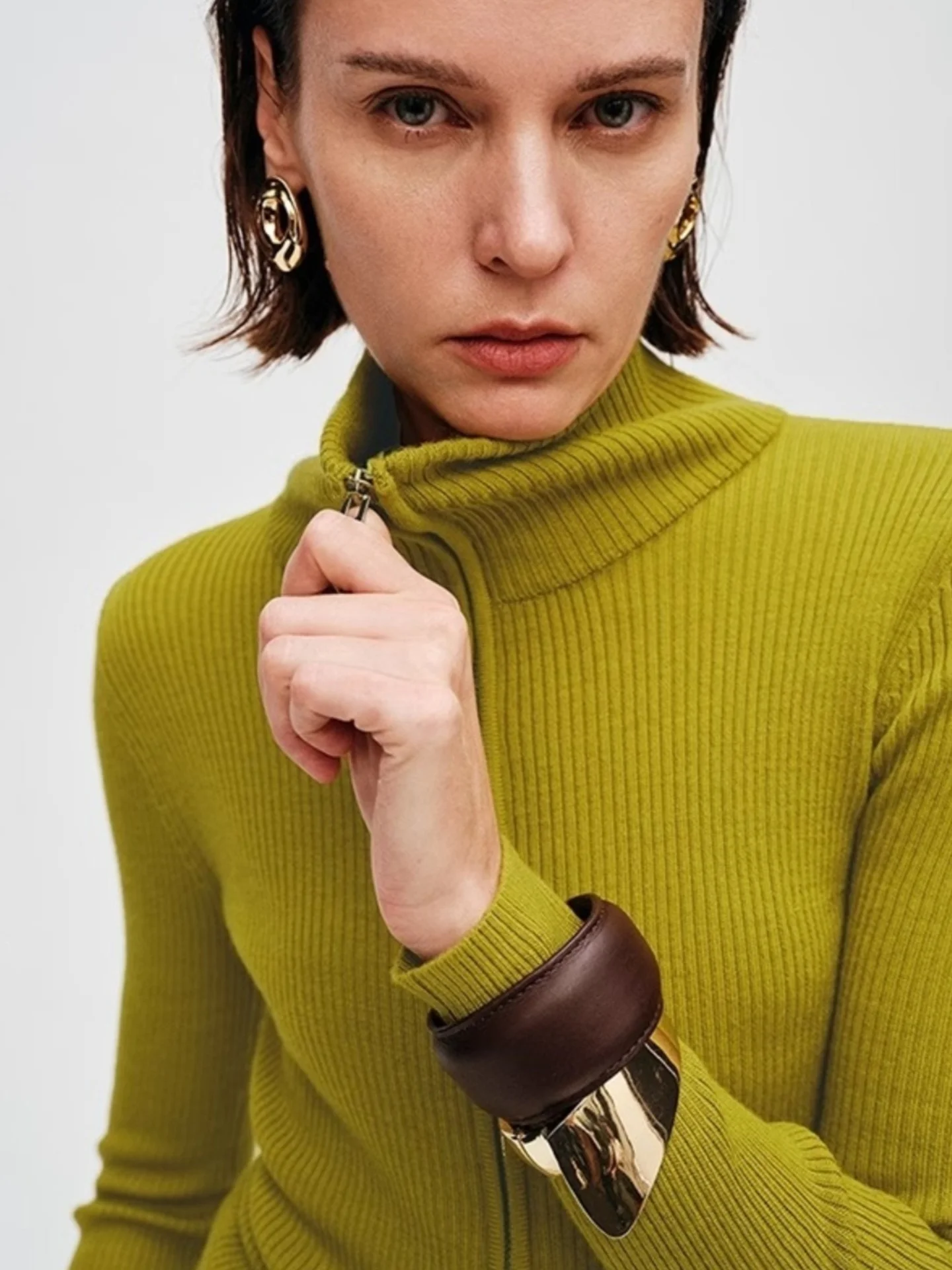 الشتاء عارضة تنوعا اللون محبوك طويل Sve سليم صالح قاعدة irt تصميم مزدوجة سستة لينة الكورية Sle المرأة الأعلى #3