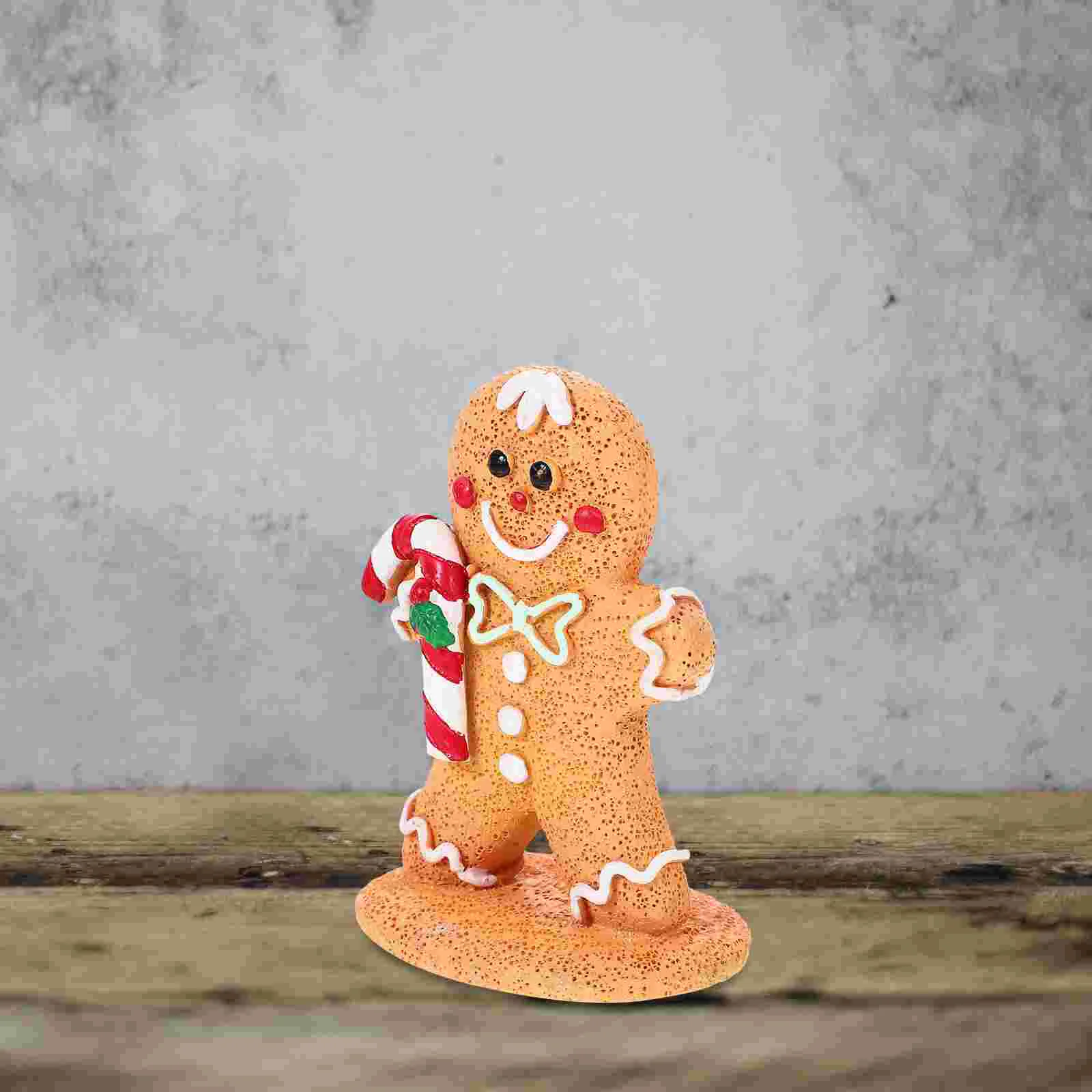 Christmas Gingerbread Man Decoration Party Centerpiece Xmas Decorative Cartoon Statue Desktop Resin Child