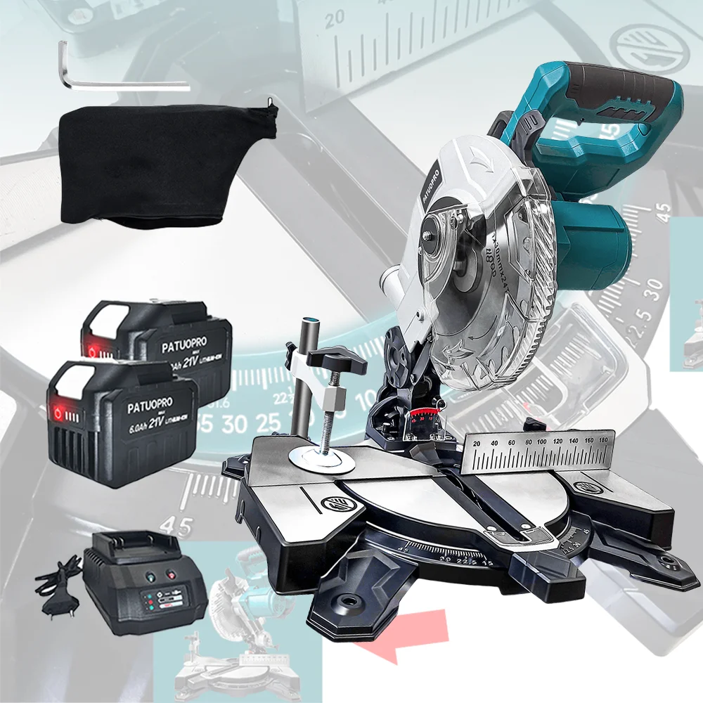 PATUOPRO 8 Inch Brushless Miter Saw Compact Electric Saw Wood Aluminum Stainless Steel Cutter Power Tool For Makita 18V Battery
