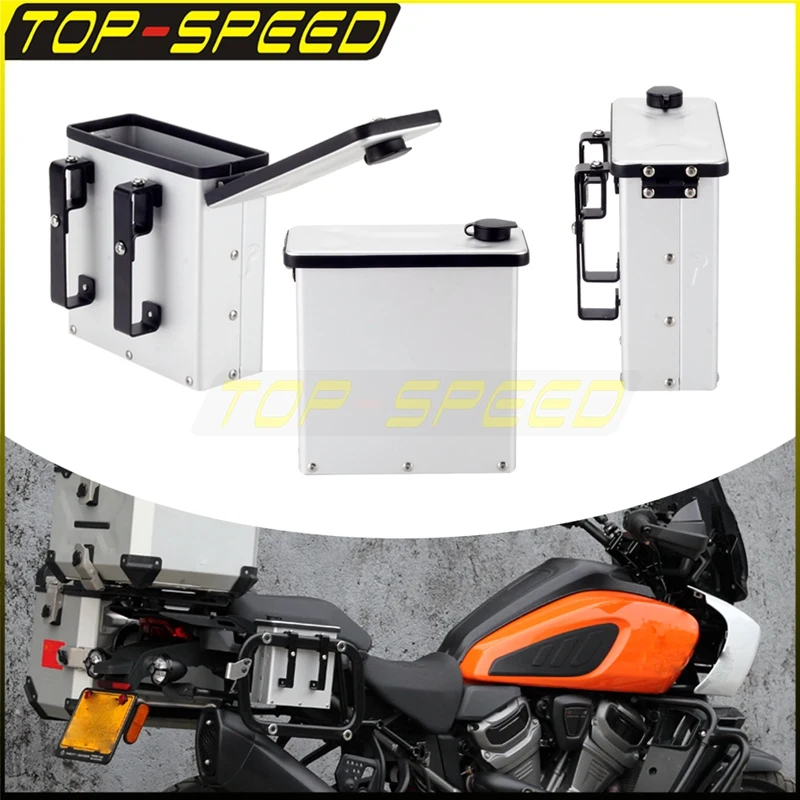 

Motorcycle Aluminum Toolbox For Harley Pan America 1250 2.3 Liters Side Case Tail Storage Box Clamp Bracket w/ Lock RA1250 1250S