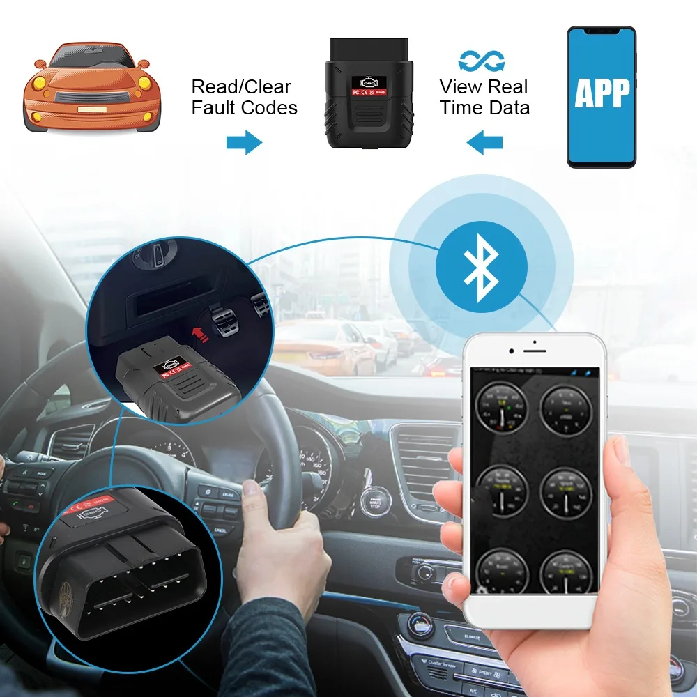 VESSTEK V019 Bluetooth-Compatible OBD2 Scanner OBDII Code Reader Car Diagnostic Auto Scan Tool For IOS Android PC