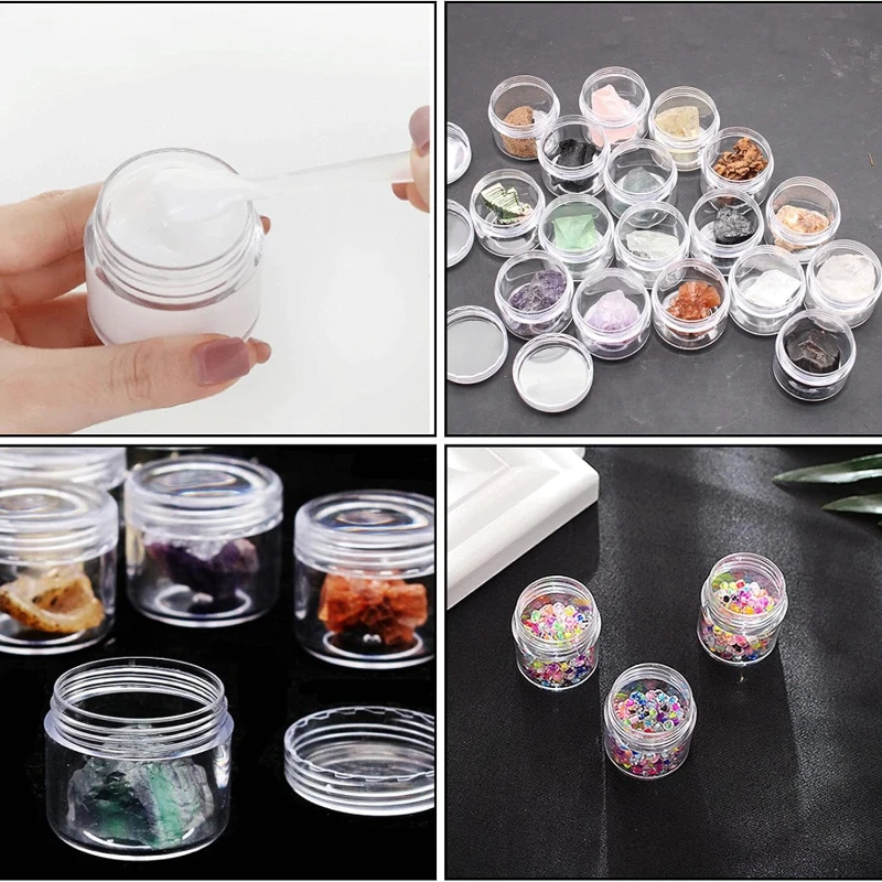 Pot de Lotion en plastique vide transparent de 20g, 2 pièces, couverture souple cosmétique de voyage pour crème pour le visage, conteneurs de baume à lèvres