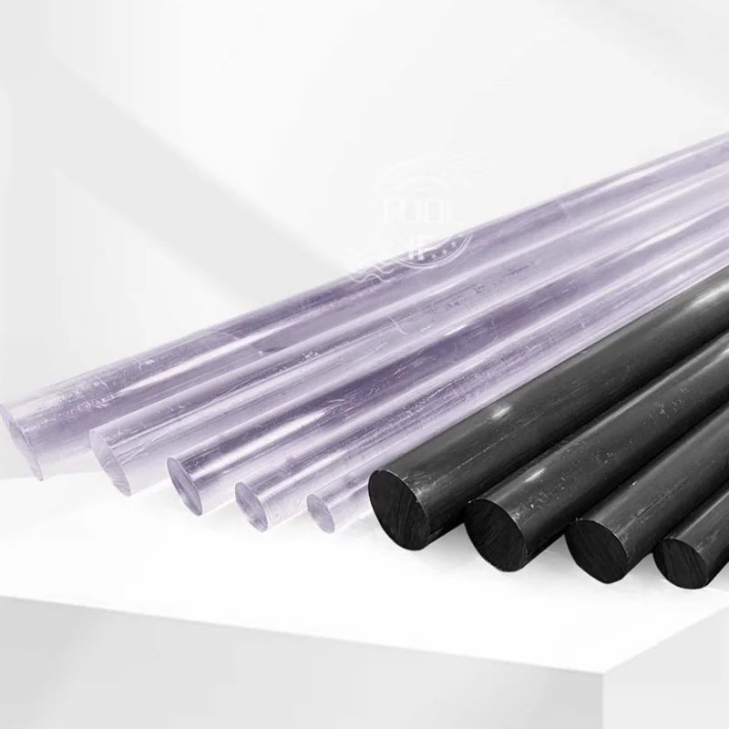 2Pcs Length 500mm Transparent PC Rods Dia 2-50mm High-Temp Resistant Polycarbonate Solid Round Rods Customizable