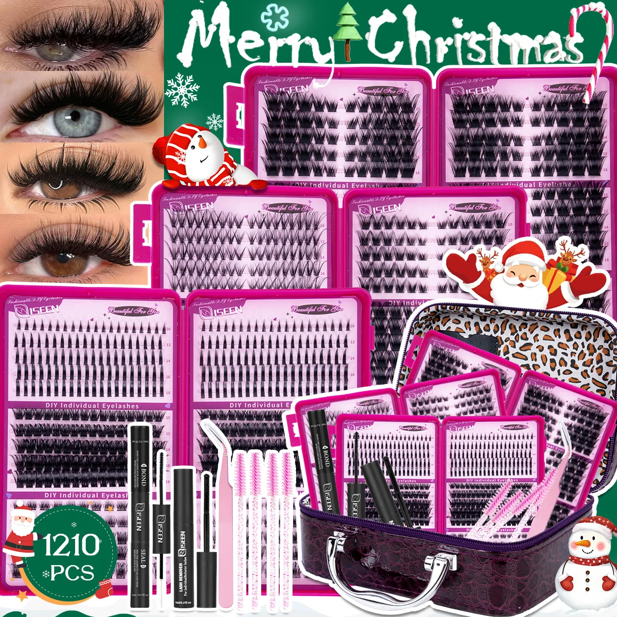 DIY Lash Clusters Kit Individual Lash Extensions Wispy Eyelash with Lash Bond and Seal Halloween Christmas Gift Makup