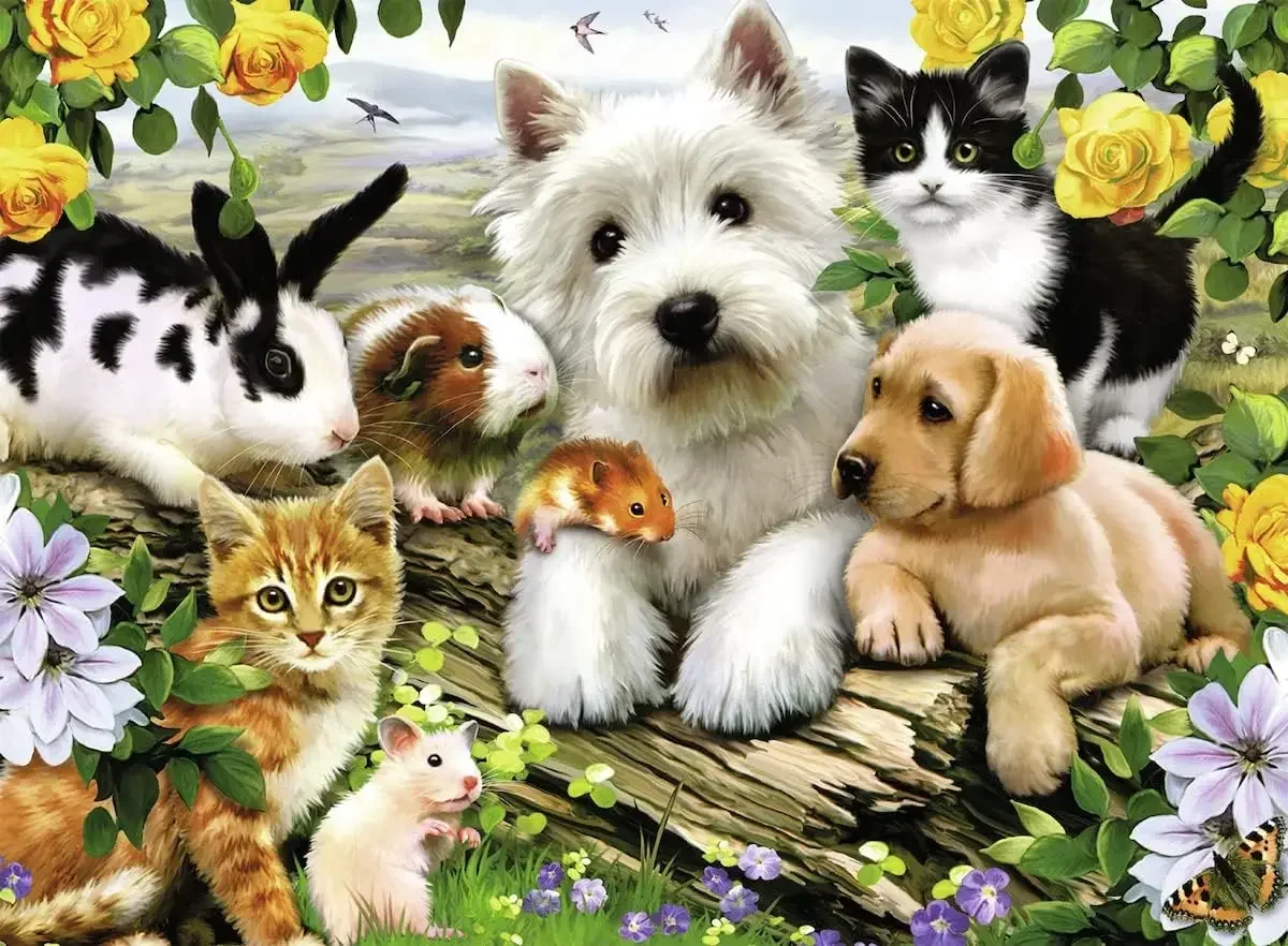 

Wooden Puzzle Happy Animal Buddies 1000/500/300 Pcs for Adult Jigsaw Puzzle Bedroom Gameroom Livingroom Home Decor Birthday Gift