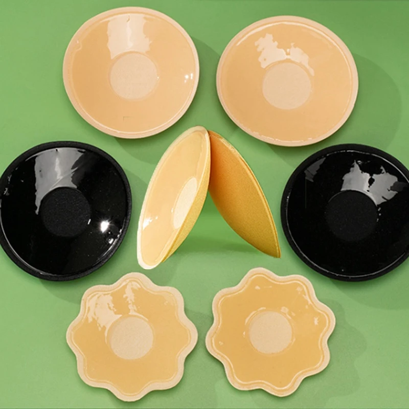 

4pcs Reusable Invisible Silicone Nipple Cover Self Adhesive Breast Chest Bra Pasties Pad Mat Stickers Accessories Lift for Women