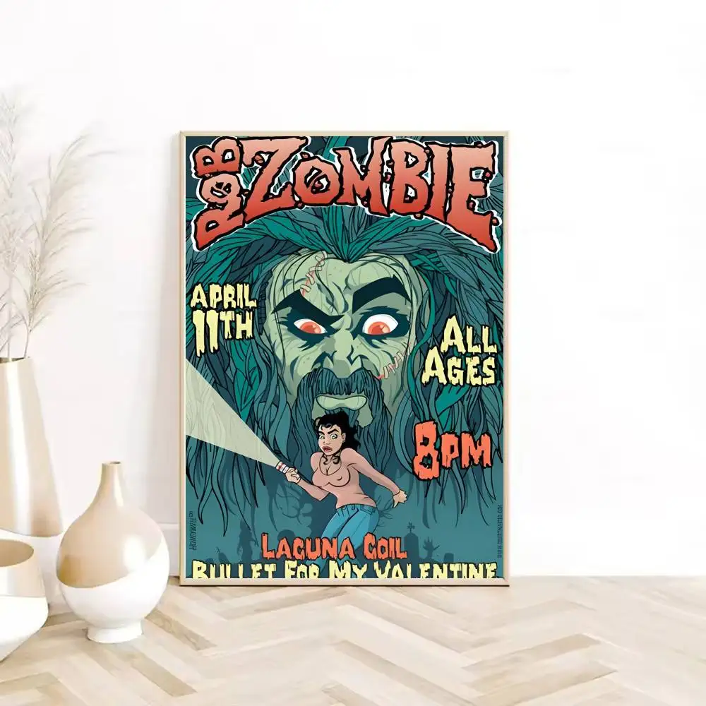 ملصق المغني R-Rob Zombie عالي الدقة جدار لاصق مقاوم للماء لغرفة المعيشة المنزلية وغرفة النوم والديكور الجمالي