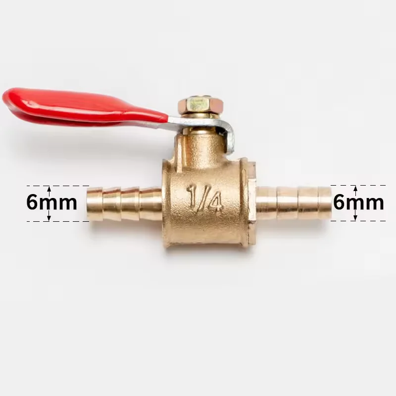 Ball Valve Shut-off 6mm 8mm 10mm 12mm Handle Small Valve Hose Barb Water Oil Air Gas Fuel Line Pipe Tube Fittings Brass Valve ﻿