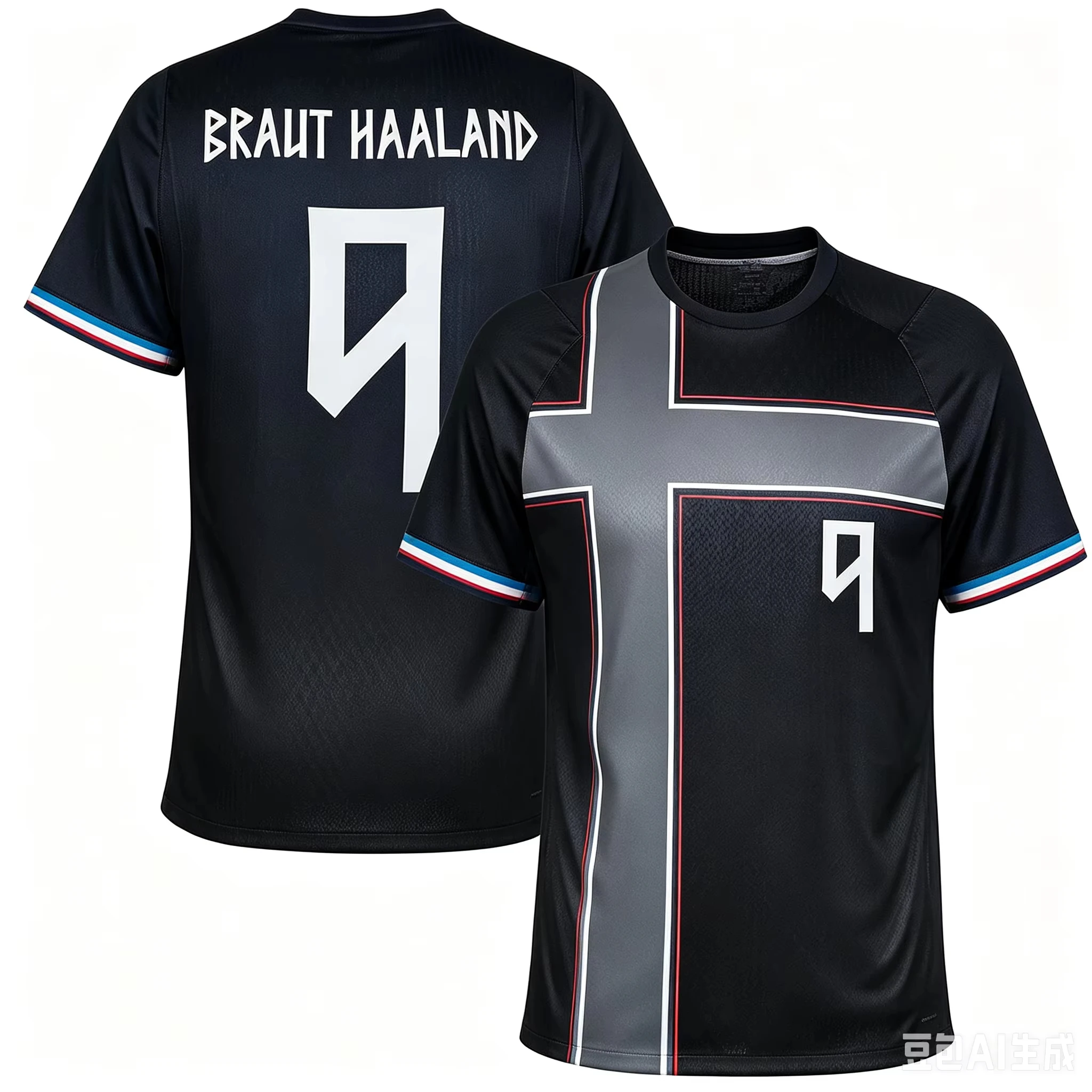 Norway Soccer Jersey Red Base Crew Cuffs Splash Cross Flag Graphic White No.9 National Detail 2026 Crest Fan Football Shirt