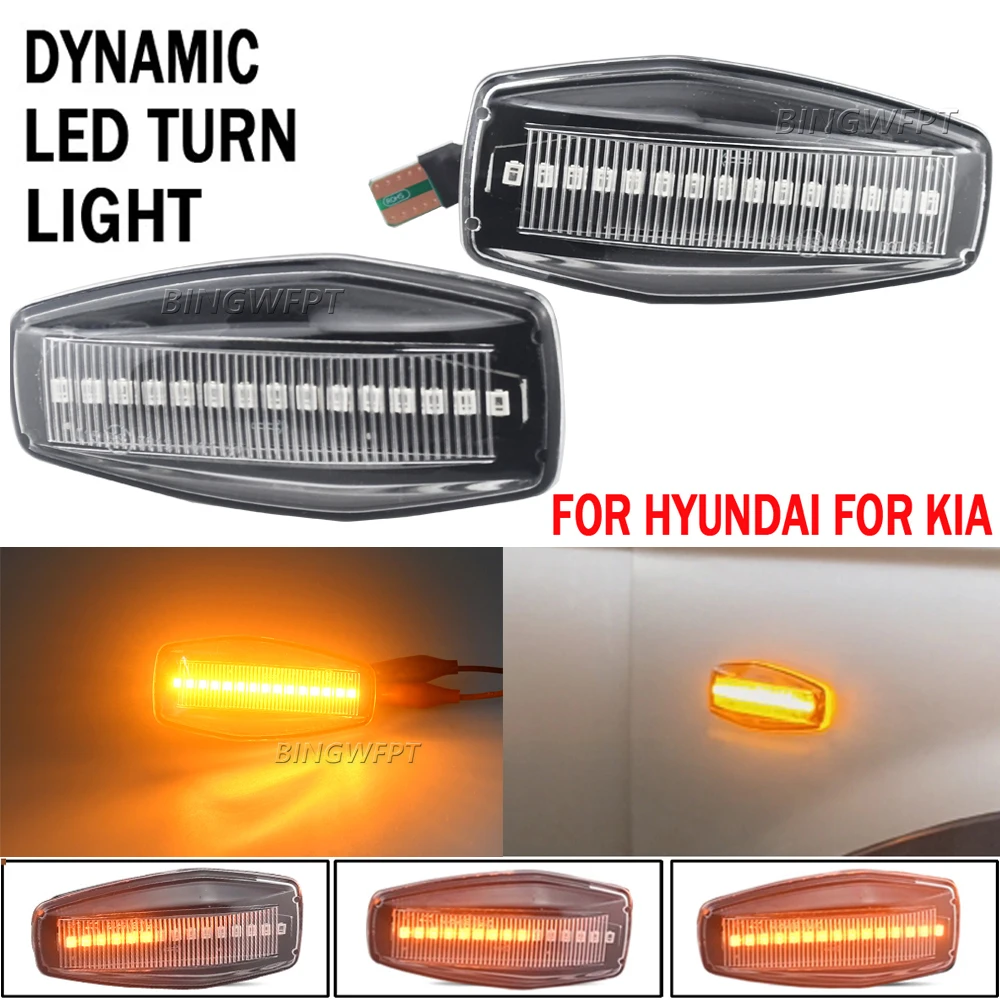 

2pcs Dynamic Blinker Indicator LED Turn Signal Light Side Marker Lamp For Hyundai i10 Getz Elantra Sonata For KIA SEDONA