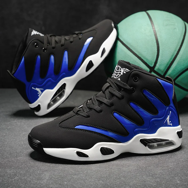 

Men High Top Basketball Shoes Breathable Lightweight Non-slip Rubber Sole Geometric Pattern Athletic Casual Sneakers
