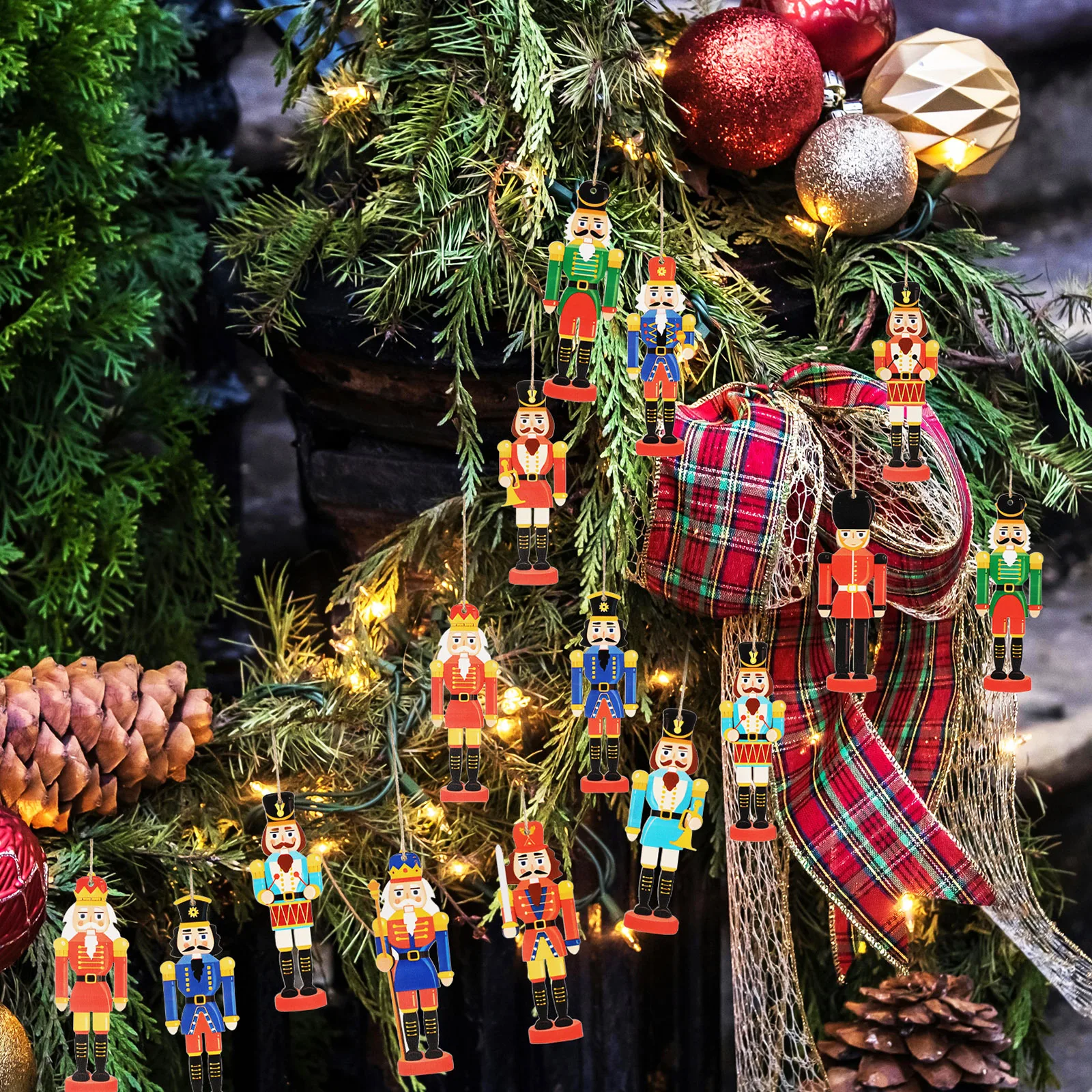 

36Pcs Christmas Nutcracker Decorations Wood Nutcracker Ornaments Hanging Holiday Nutcrackers Decor Holiday Nutcrackers