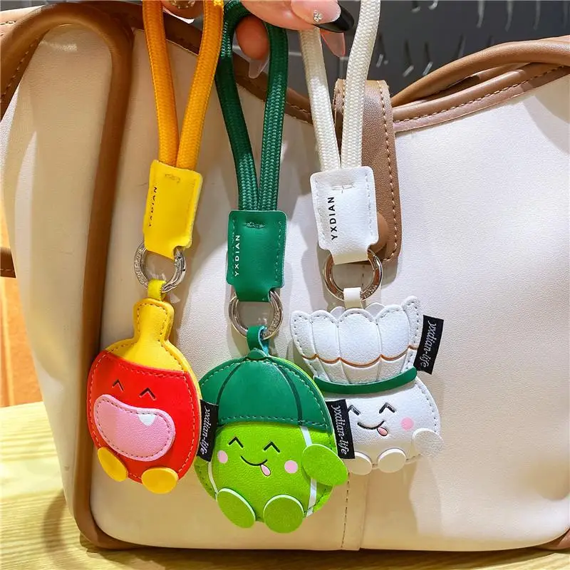 Badminton Tennis Ping Pong Leather Keychain Pendant Cartoon Sports Charm Gym Bag Accessory Athletic Gift〔CC88〕