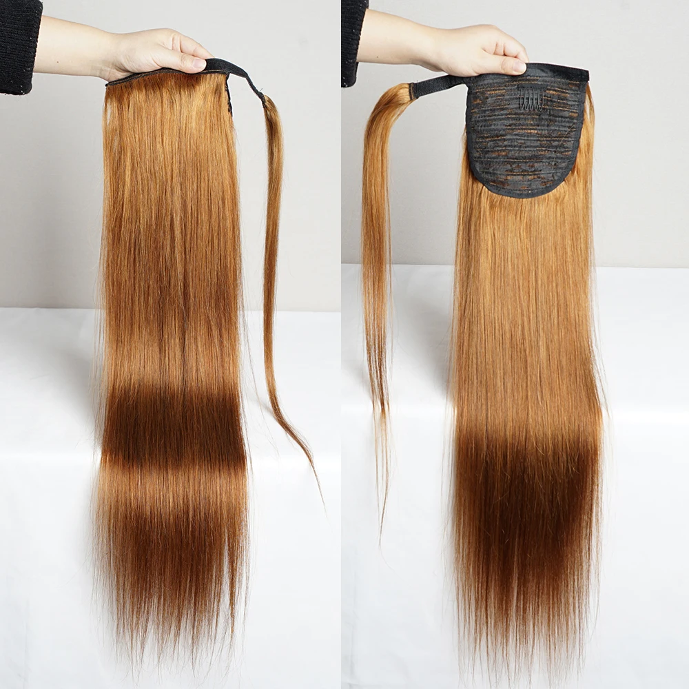 

Наращенный хвост Gemlong, человеческие волосы, обертывание вокруг конского хвоста, прямые бразильские 100% человеческие волосы Remy # 30 Наращивание хвоста 100 г