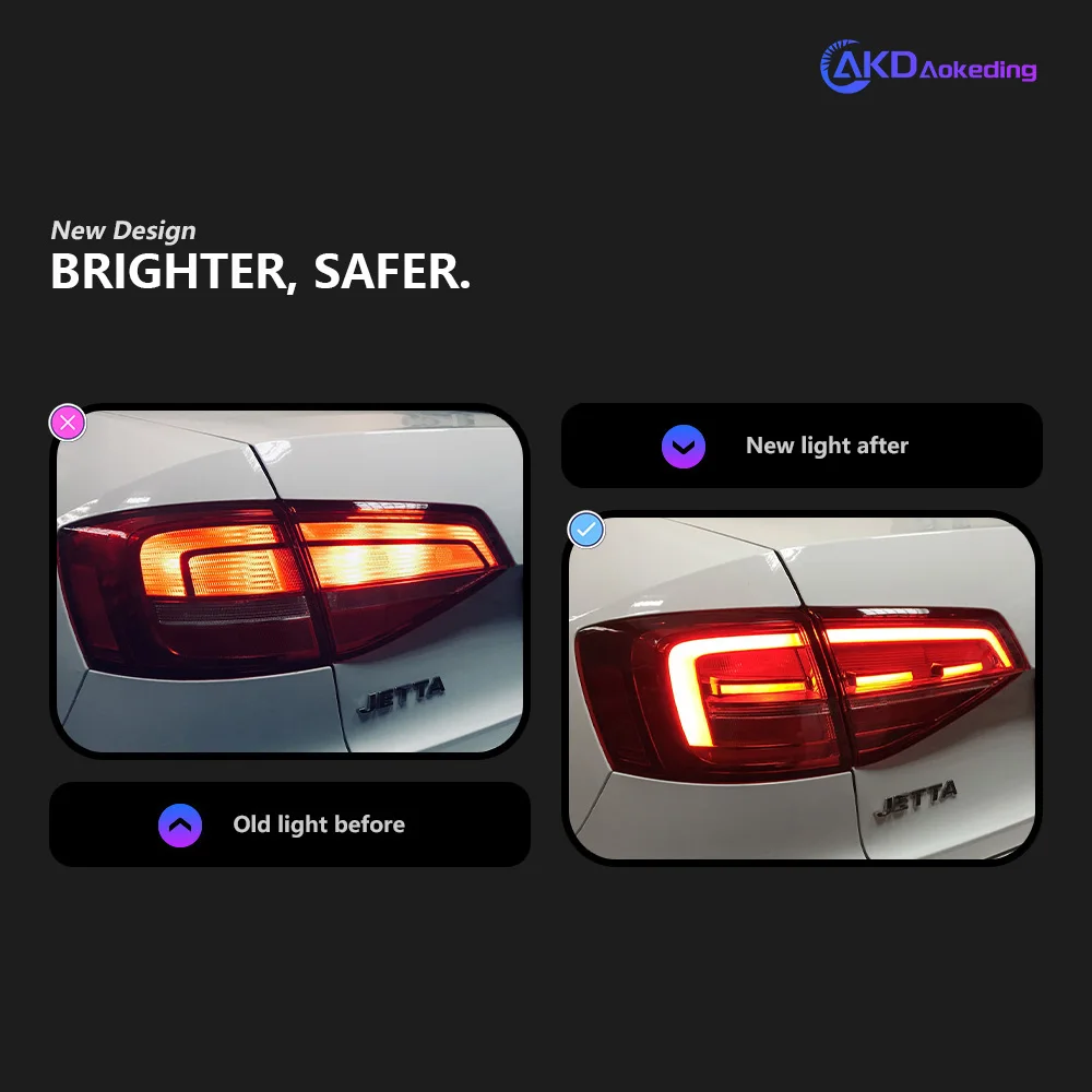 Tail Lamp For VW Jetta 2015-2018 Jetta Mk6 Tail Lights Led Fog Lights DRL Daytime Running Lights Tuning Car Accessories