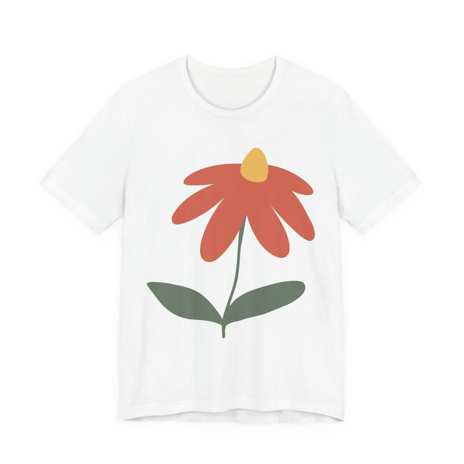 Cute Minimalist Red Flower T-Shirt, Y2K Casual Streetwear for Girls