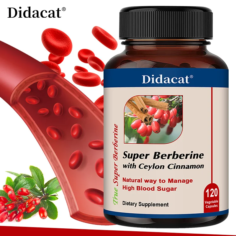 Berberine Capsules, with Ceylon Cinnamon, Energy, Heart & Metabolism Support, Balance Blood Sugar Levels