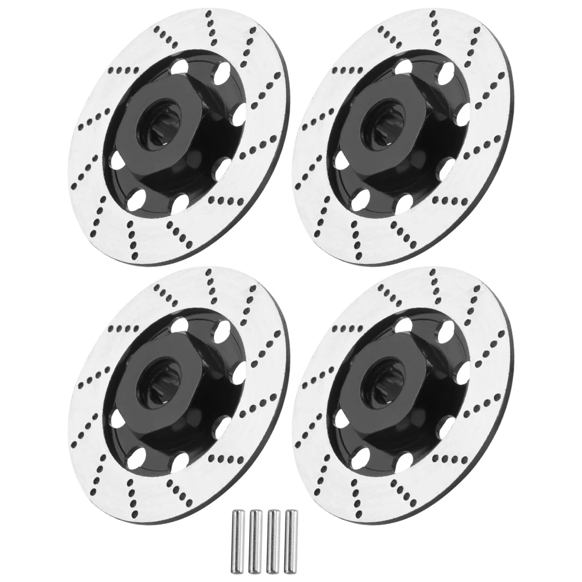 LALA 4 قطع قرص فرامل معدني صندوق حافة عجلة محول سداسي معدني 12 مم لقطع غيار سيارات RC للسباق على الطرق الوعرة 1/10 D4، أسود