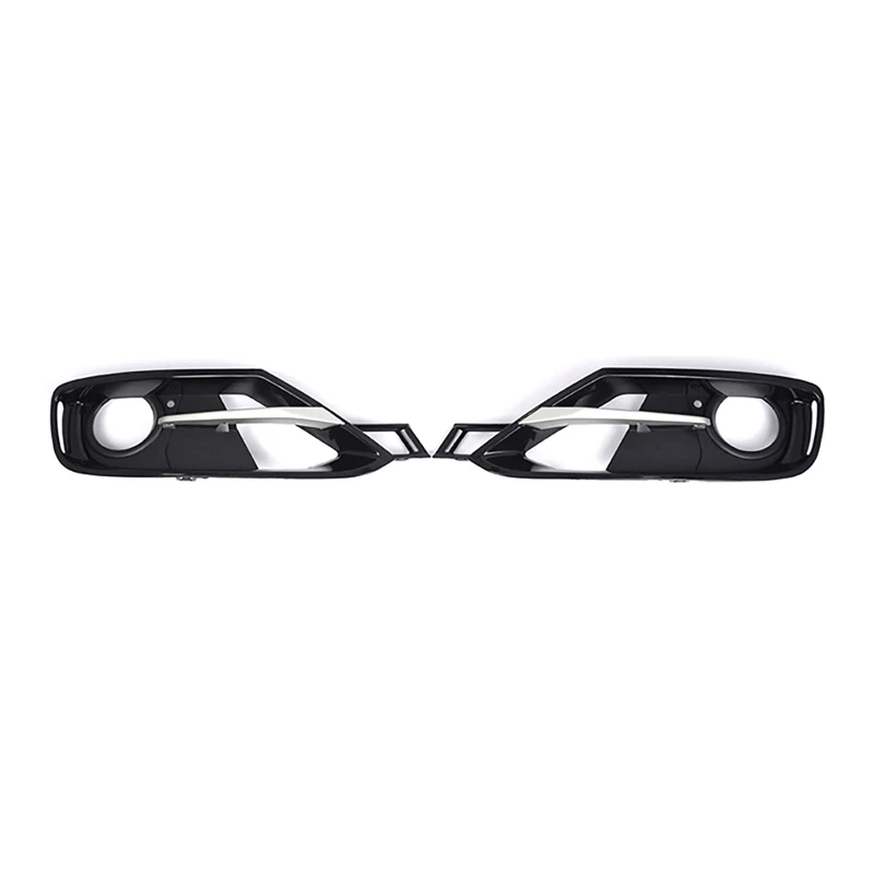 Car Front Bumper Fog Light Cover Set With Silver Trim or BMW 3 Series F30 F31 2012-2015, W/ TRIM LINES, W/ SPORT LINE