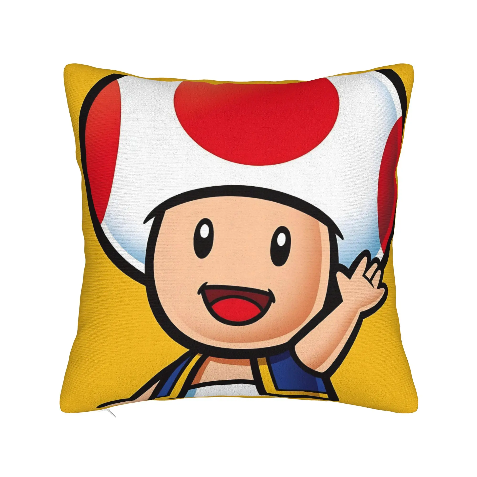 

Toad Square Pillowcases Polyester Car Mario Game Cartoon Cushion Cover Cool Decor Throw Pillow Case 40*40