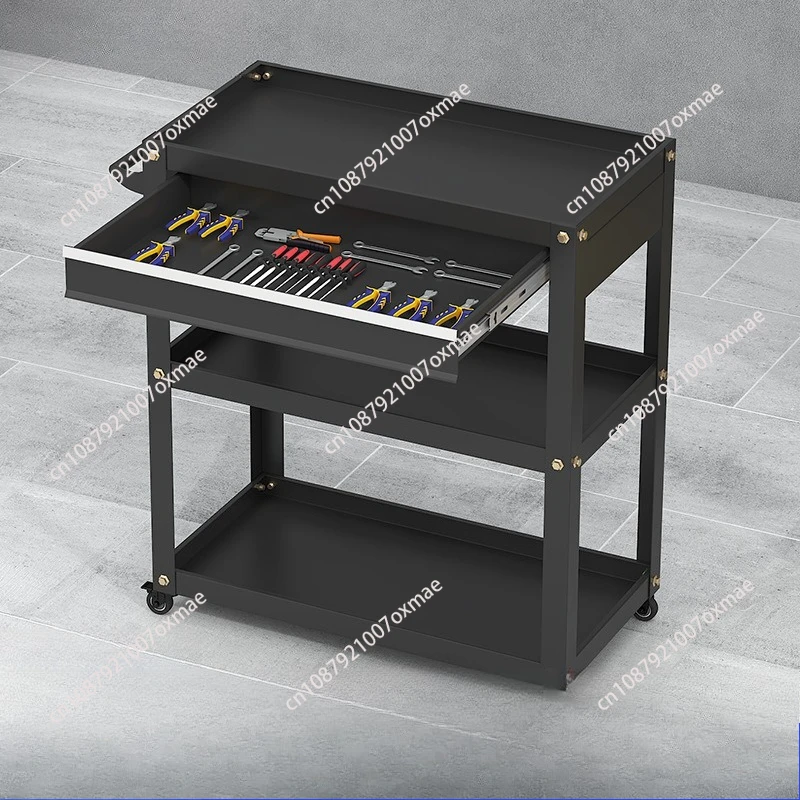 Heavy Duty 3 Tier Rolling Cart Organizer Workshop Hardware Mobile Multifunction Utility Carts With Drawer Hooks Tool Trolley