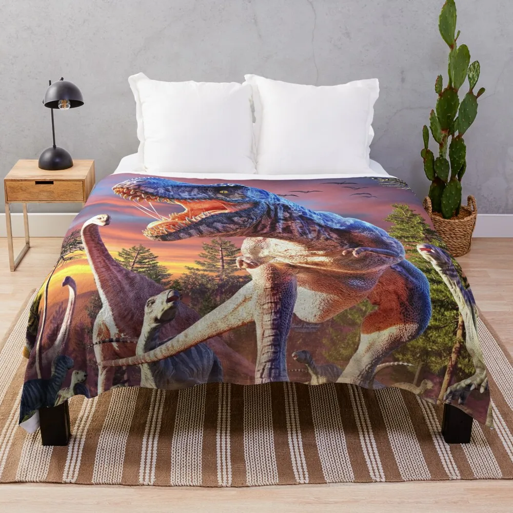 

T-Rex_Attack Throw Blanket Giant Sofa Sofas Decorative Throw manga Blankets