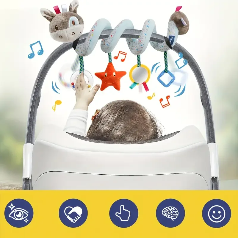 Assento de carro do bebê carrinho de berço brinquedos de pelúcia espiral atividade carrinho móvel pendurado brinquedo para infantil berço brinquedo móvel para recém-nascido