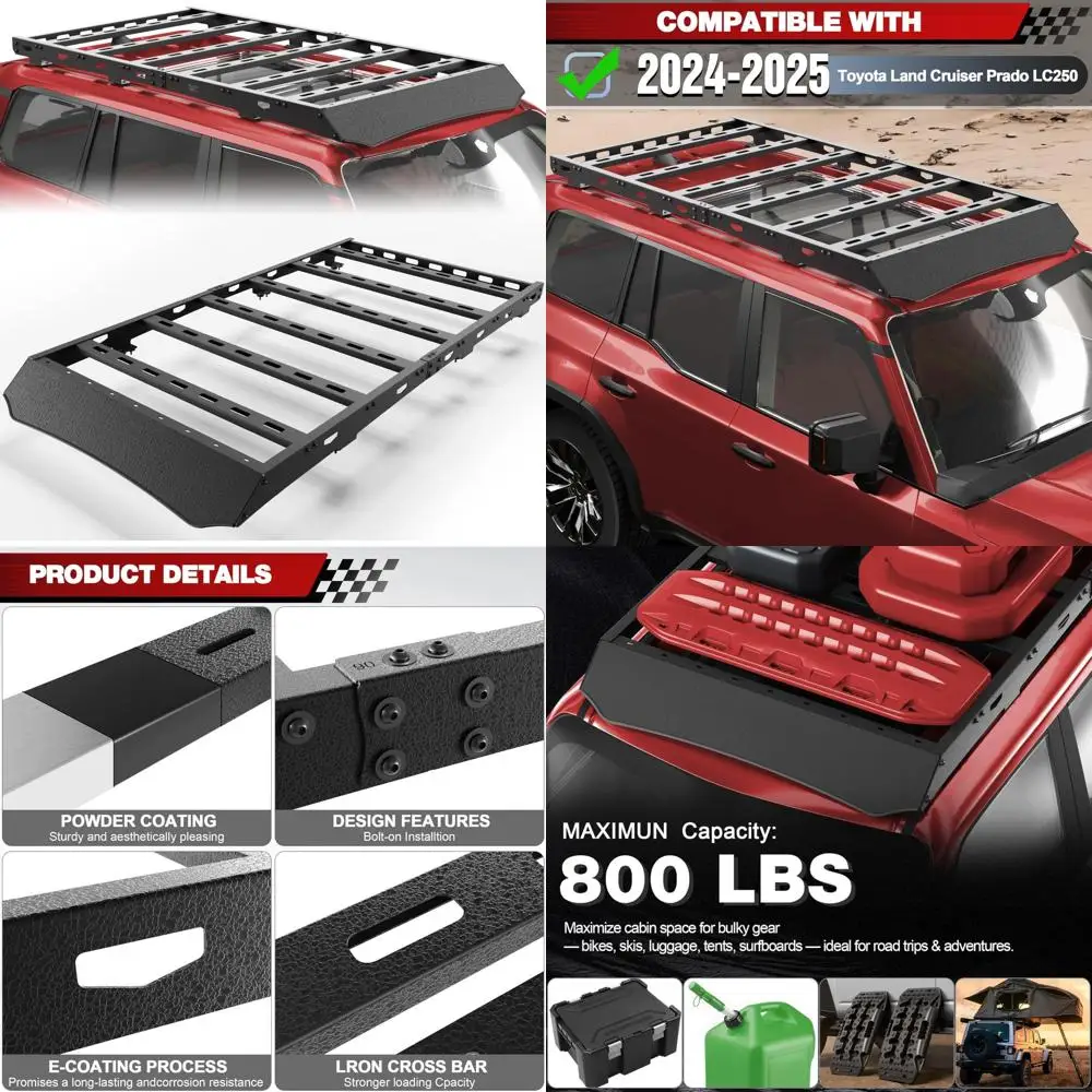 حامل تخزين الأمتعة لرف السقف شديد التحمل لـ 2024-2025 Toyota Land Cruiser Prado LC250، متوافق مع Large L