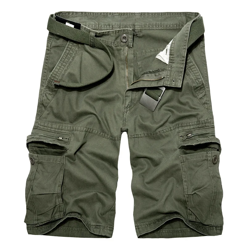 Summer Men\'s Tactical Safari Cargo Shorts Loose Casual Multi-Pocket Cotton Hiking Streetwaear Fashion Shorts Male Hot