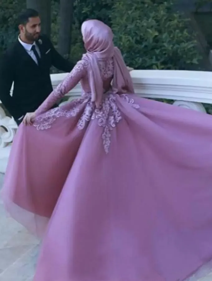 Po-Robe de Mariée Sirène Musulmane avec Poignées et Traîne Amovible, Hijab à Col Haut avec Appliques en Dentelle, pour Patients Saoudiens et aniques, Quelle que soit la Collection 2023