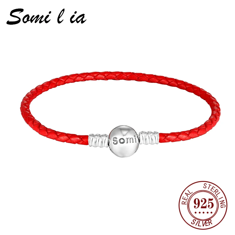 

Женский классический кожаный браслет Somilia, из серебра 925 пробы, 3 мм, в европейском стиле