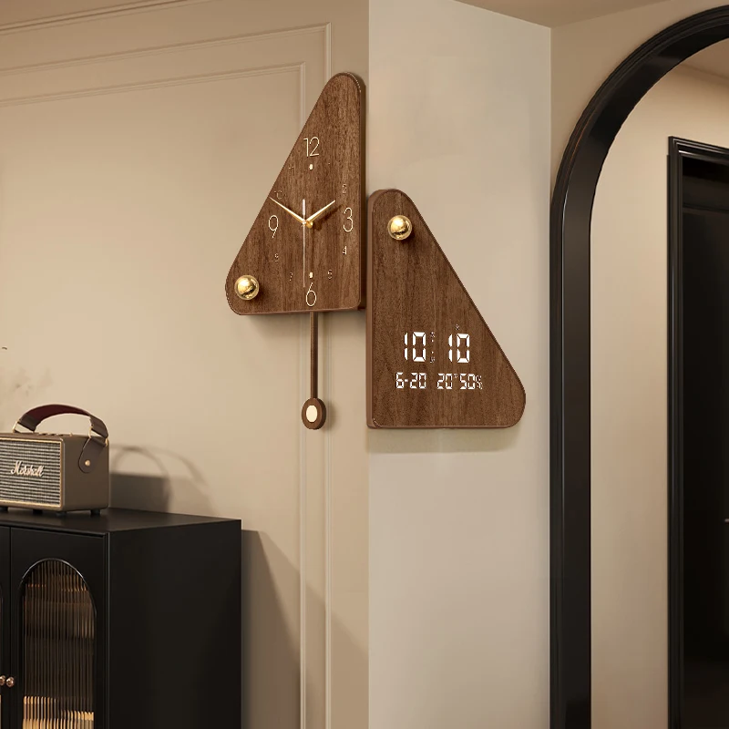 

Double-sided Wall Clock Corner Perpetual Calendar Electronic Clock Medieval Style Without Punching Clock Wall Hanging