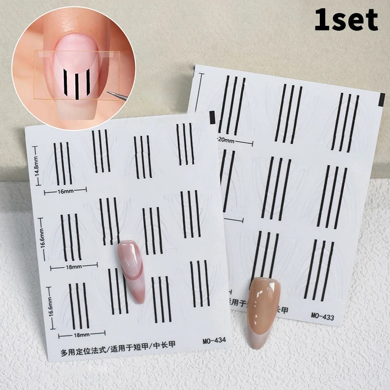 4Sheet Deep U French Manicure Strip Nail Art Form Fringe Tip Stencil Guides Sticker DIY Line Tips Decoration Tool Self-Adhesive